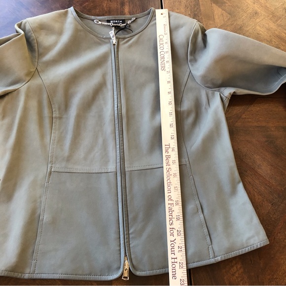 Worth Green Light Weight Leather Zip Jacket New Size 10 - Picture 13 of 16